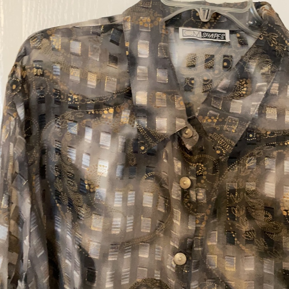 Long sleeve sheer top with Metallic details